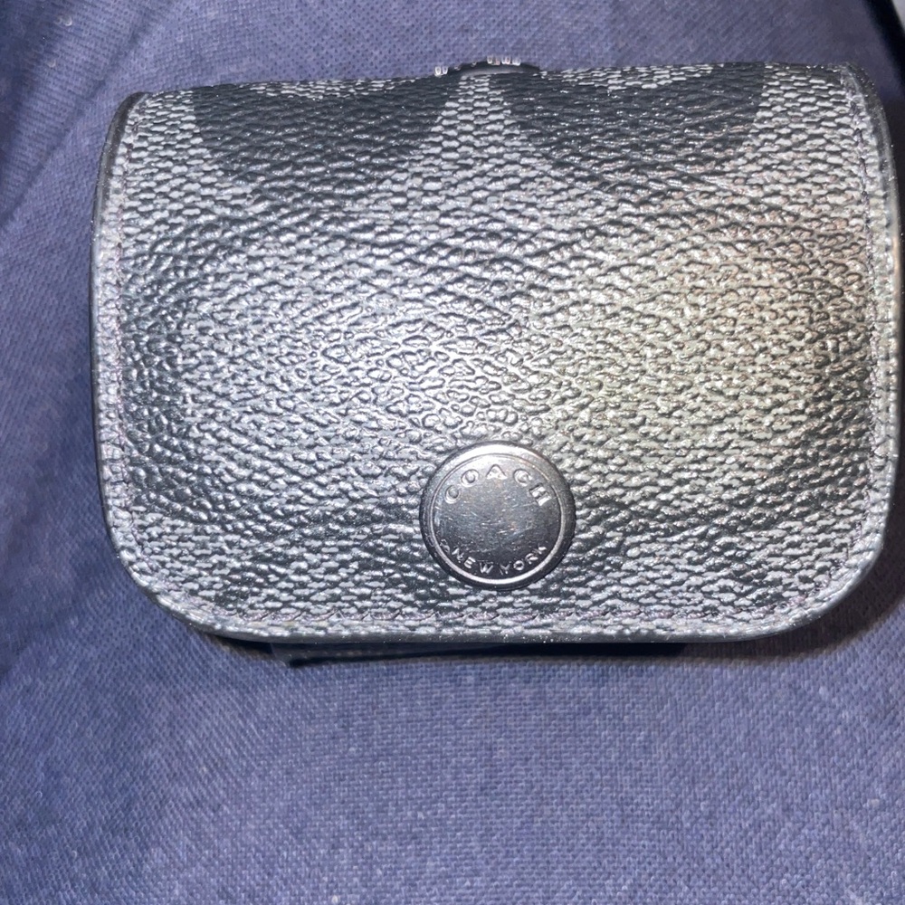 Coach Textured Black Earbud Case